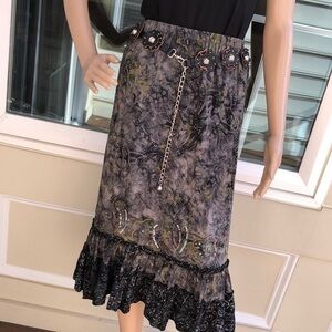3/$30 Frivolous Y2K fun boho beaded & sequined Ruffle skirt